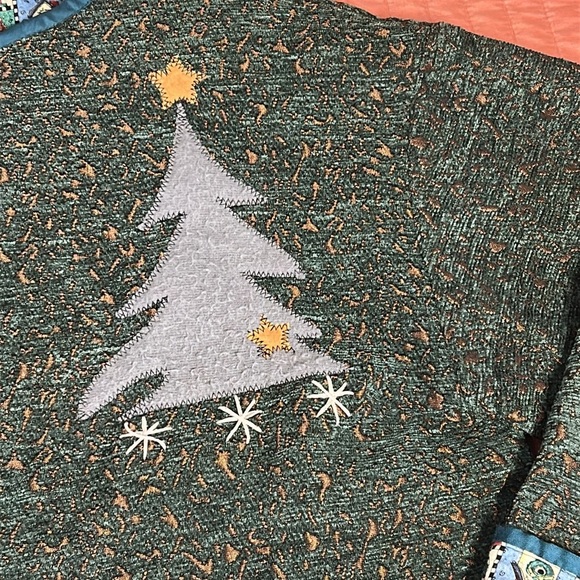 Unique Vintage Snowman Appliqué Tapestry Ugly Christmas Jacket size Large/XL - Picture 9 of 16